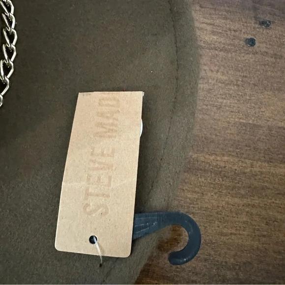 Steve Madden Green Women's Felted 100% Wool Metal Chain Trimmed Fedora Hat NWT - Picture 6 of 8